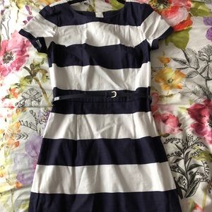 Striped Tommy Hilfiger Belted A-Line Dress
